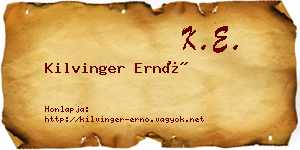 Kilvinger Ernő névjegykártya